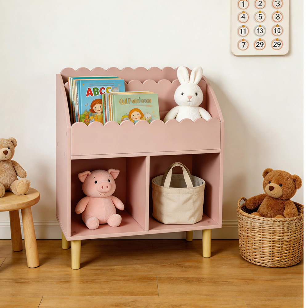 Kids Scallop Detailed Bookcase Pink Image 3
