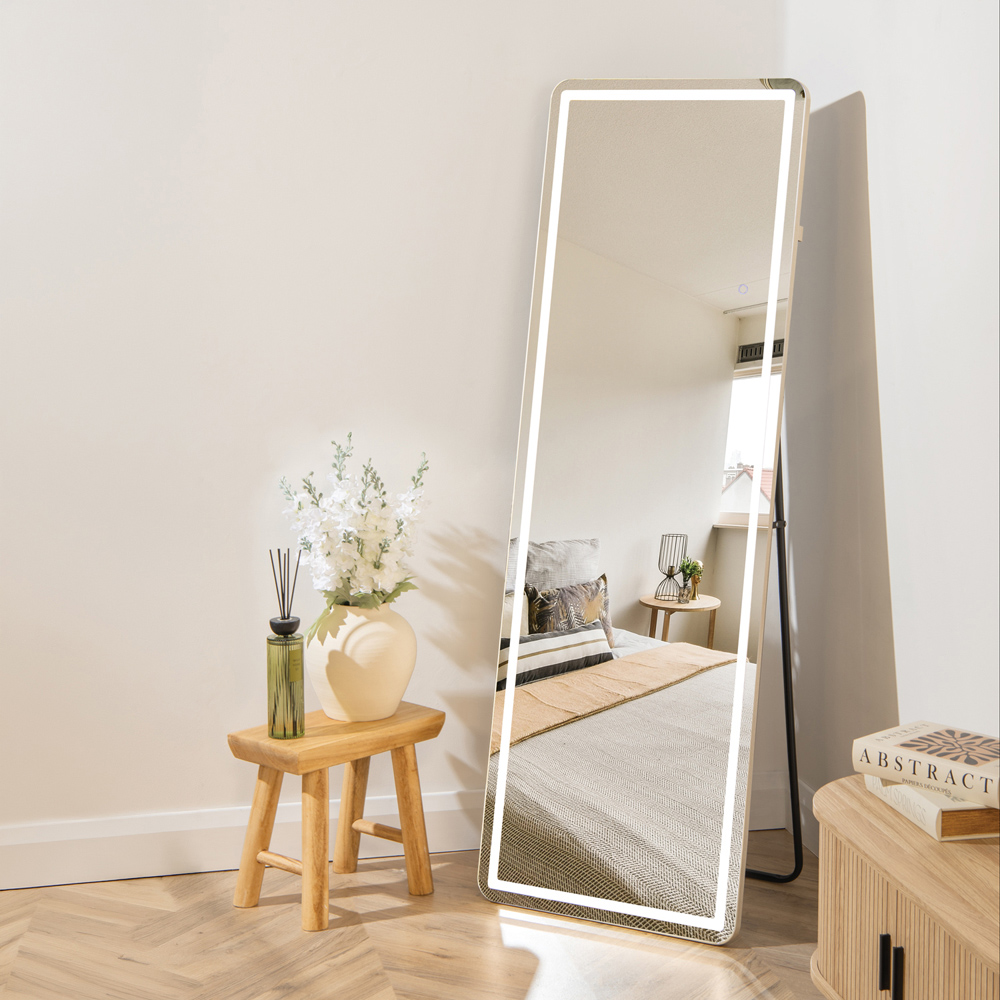 LED Wood Full Length Standing Mirror Image 7