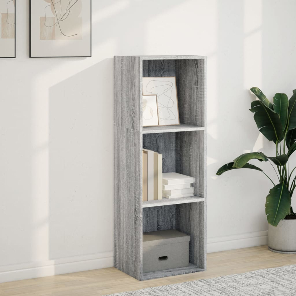 vidaXL 3 Shelf Grey Sonoma Bookcase Image 8