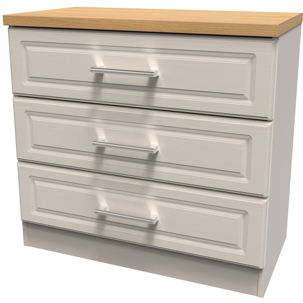 Crowndale Kent 3 Drawer Kashmir Ash and Modern Oak Chest of Drawers Ready Assembled Image 4