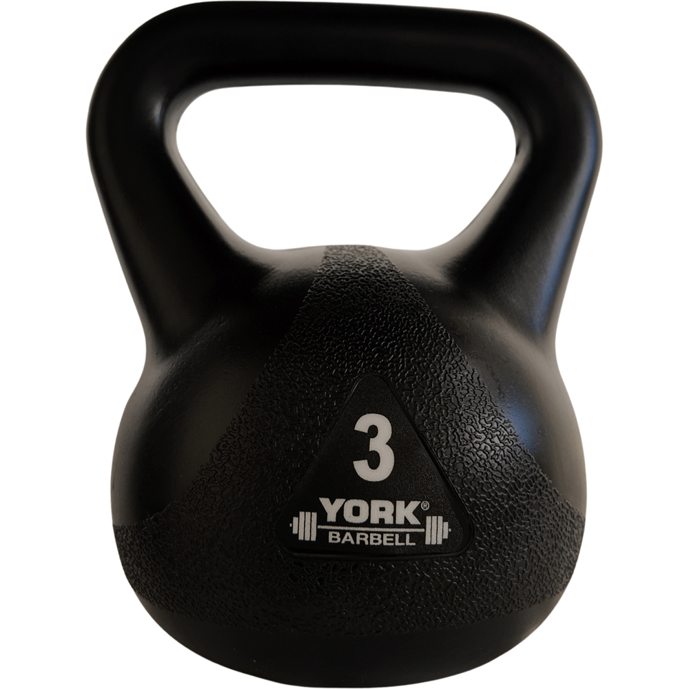York Black Vinyl Kettlebell Set 3 Pack Image 3