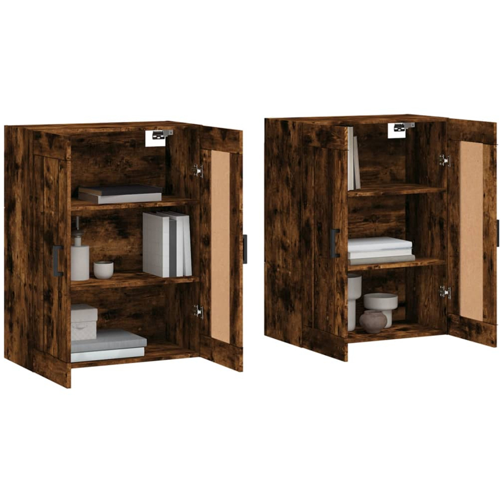 vidaXL 2 Door Brown Smoked Oak Wall Mounted Cabinet 2 Pack Image 3