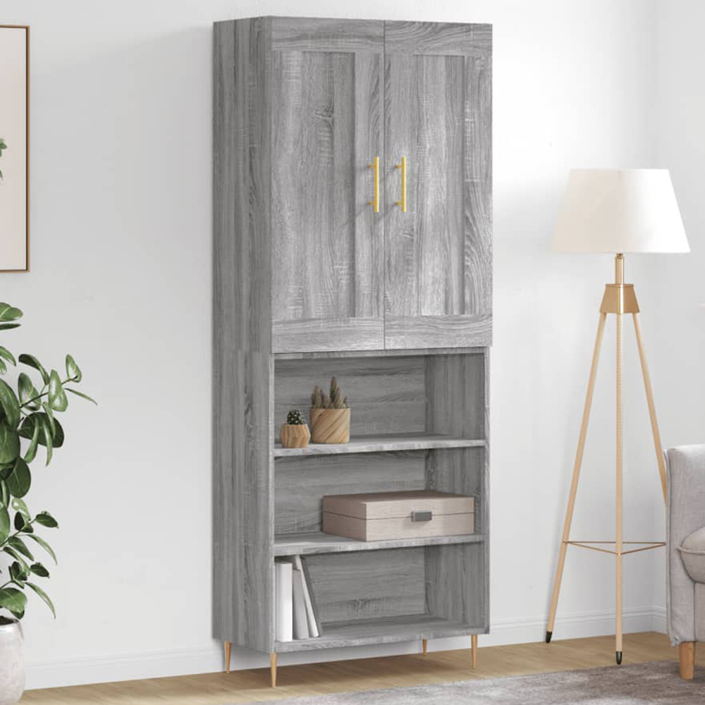 vidaXL 2 Door 3 Shelf Grey Sonoma Highboard Image 1