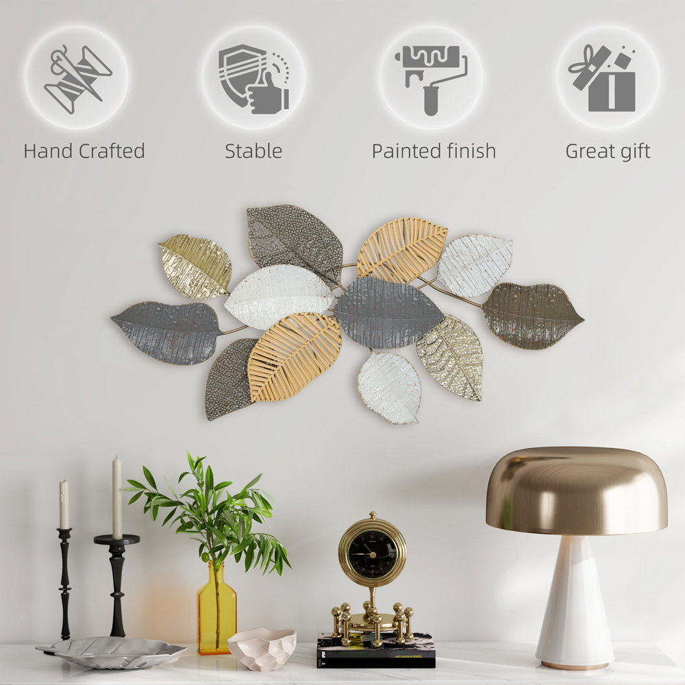 Portland Leaf Design Metal Wall Art 49 x 90.5cm Image 7