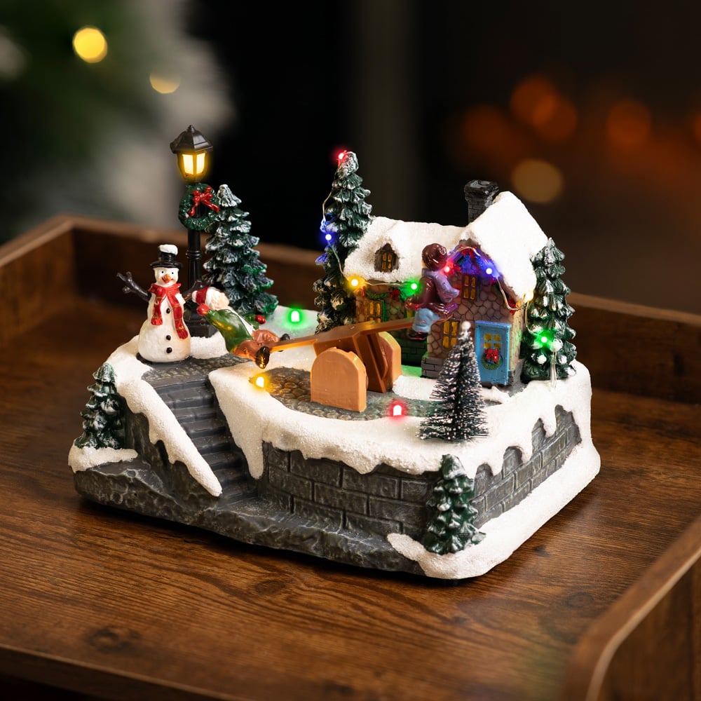 Marco Paul Multicolour LED See Saw Musical Village Scene Christmas Decoration Image 5