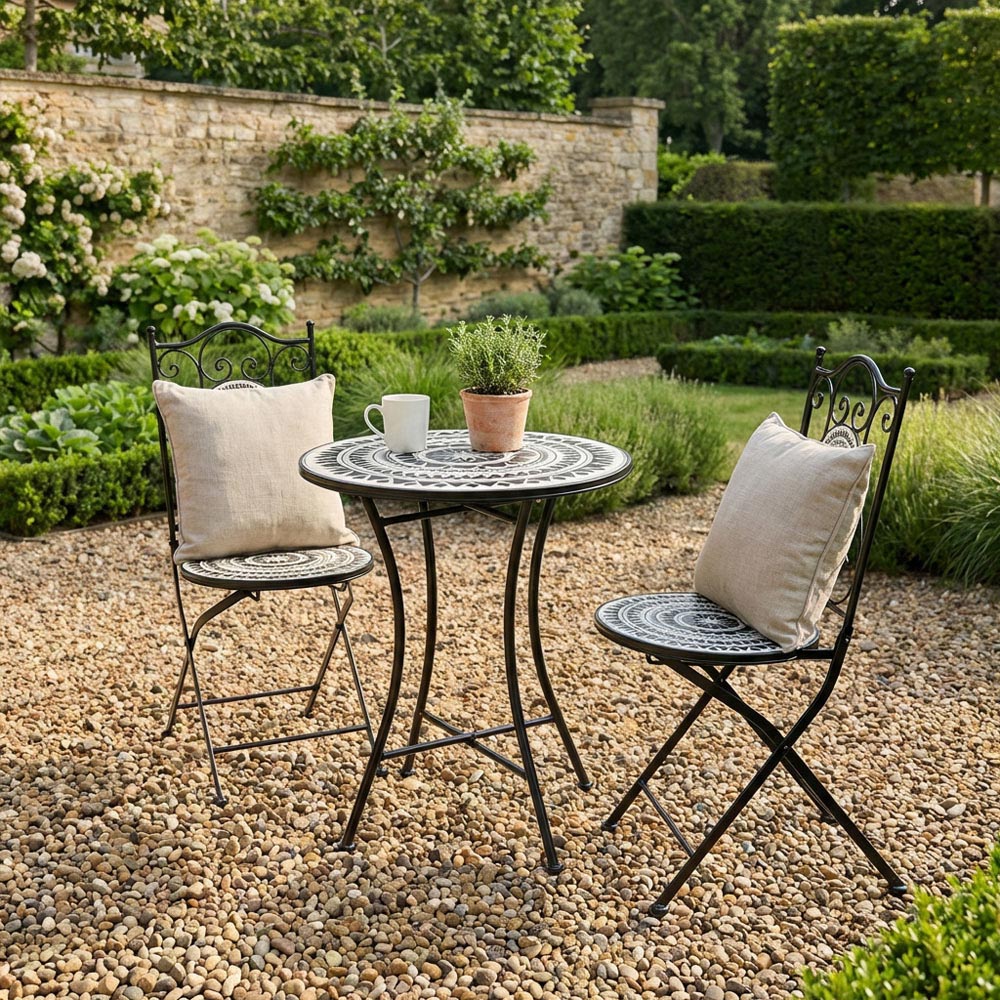 Mabel Mosaic Bistro Set - Black and White Image 3