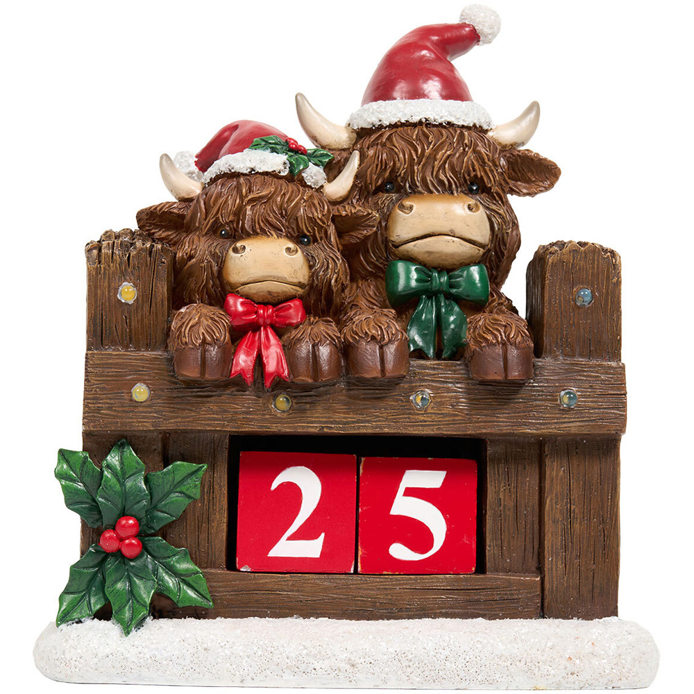 Light Up Highland Cow Advent Calendar - Brown Image 2
