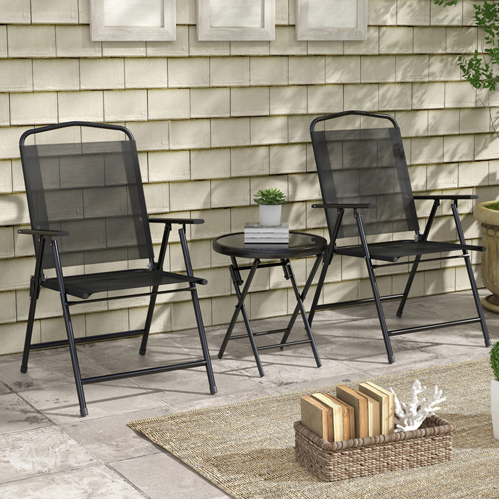 Outsunny 2 Seater Bistro Set Black Image 1