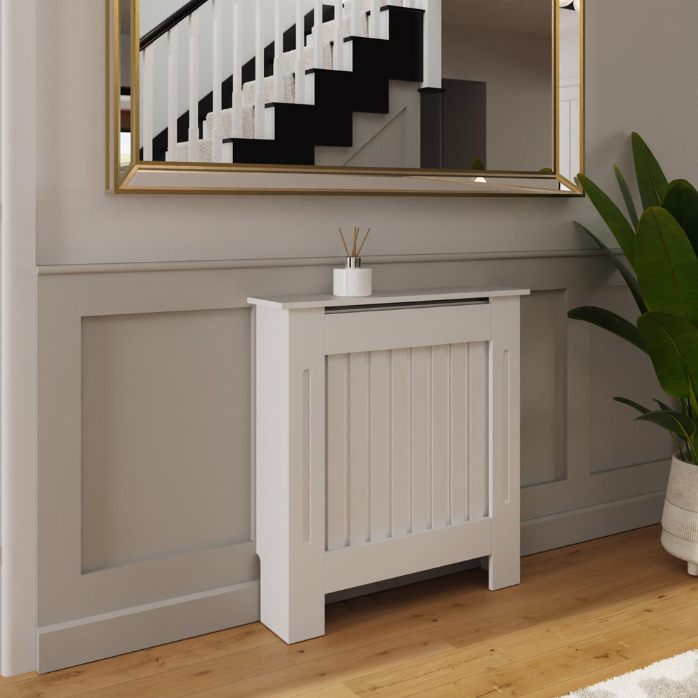 FWStyle White Vertical Slat MDF Radiator Cover Small Image 2