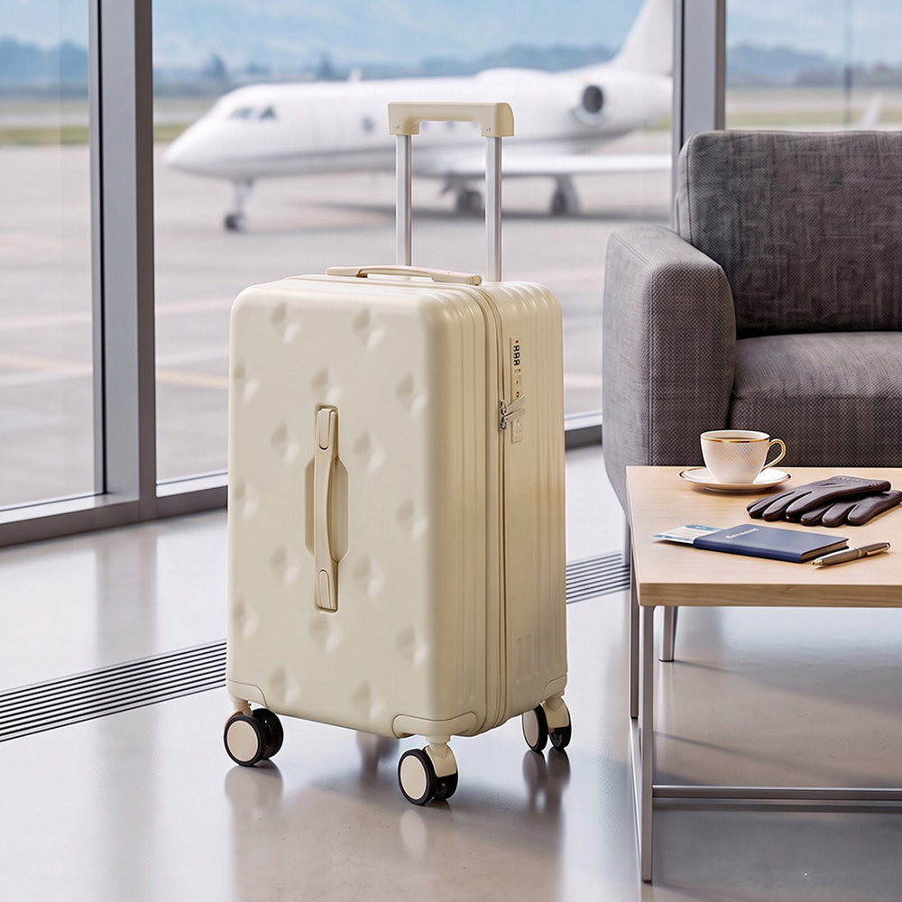 H&O Direct White ABS Hard Shell Suitcase with Cup Holder USB Port and Stickers 20 inch Image 2
