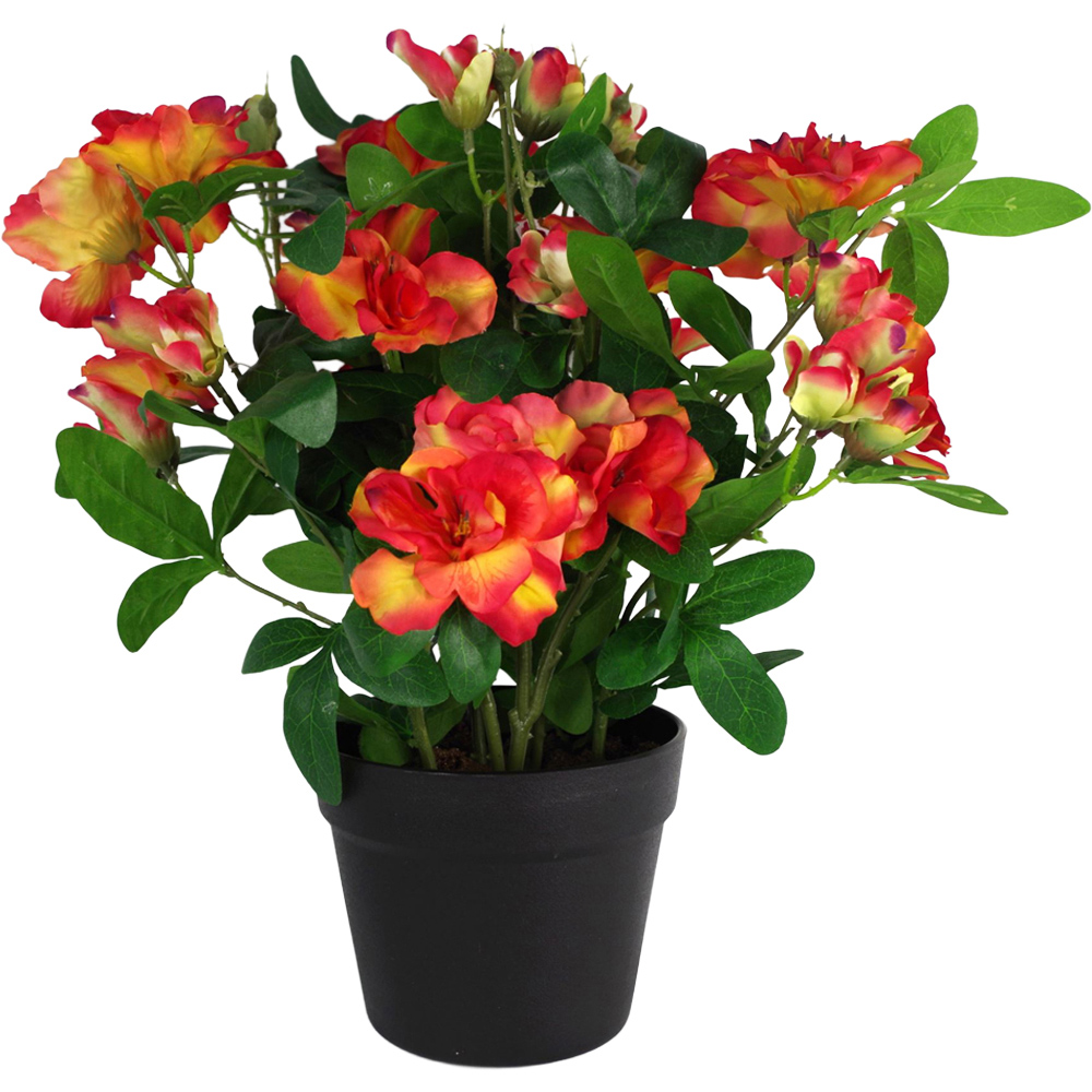 Leaf Pink and Orange Rhododendron Artificial Plant in Black Pot 40cm Image 1