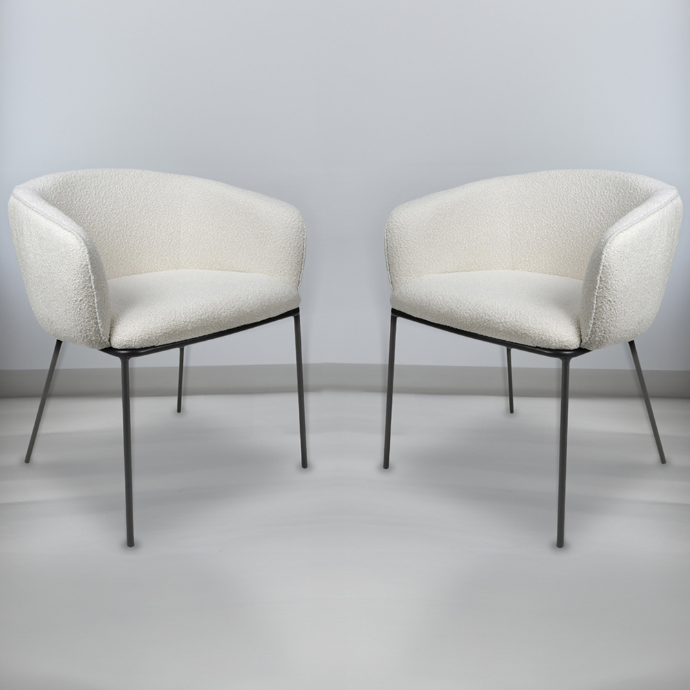 Shankar Lola Set of 2 White Boucle Dining Chair Image 1