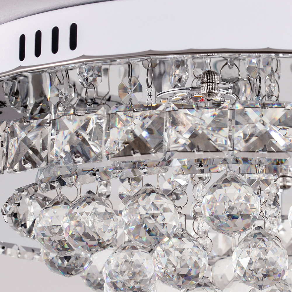 Living and Home Round Crystal Droplet LED Semi Flush Ceiling Light Image 4