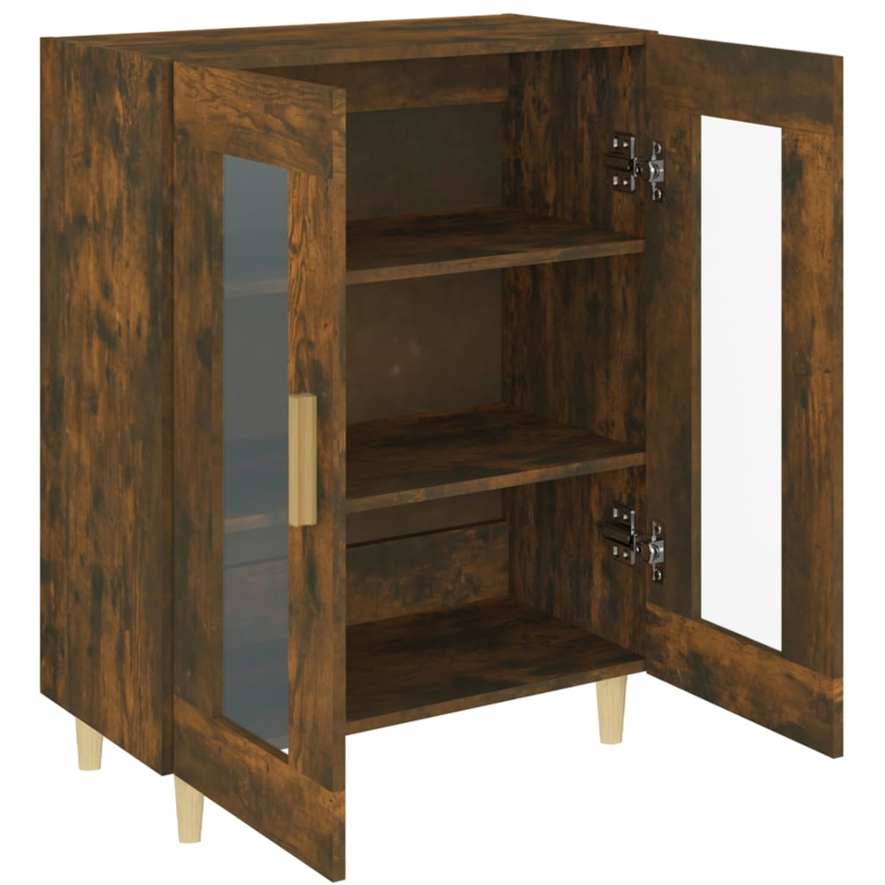 vidaXL 2 Glass Door Smoked Oak Sideboard with Wooden Legs Image 7