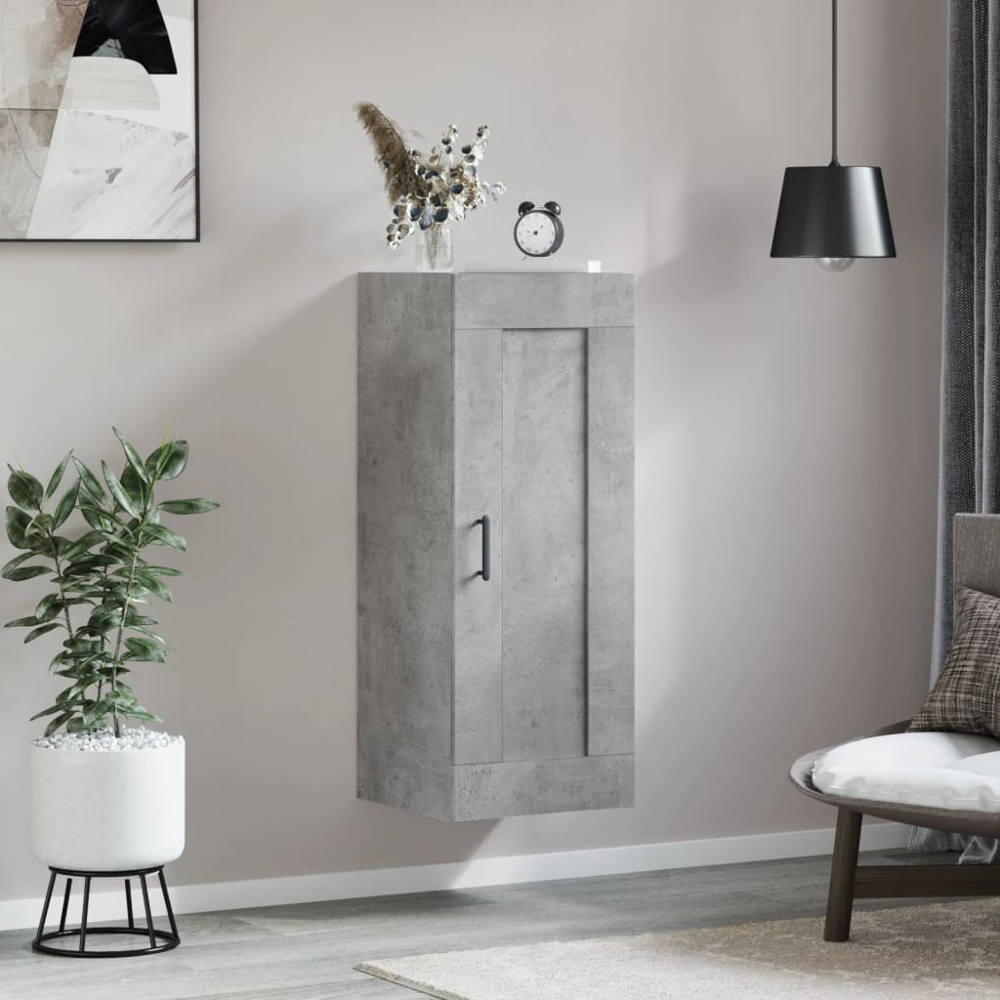vidaXL Single Door Concrete Grey Wall Mounted Cabinet Image 9