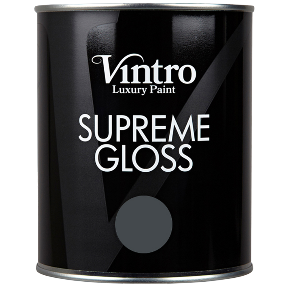 Vintro Paint Walls and Ceilings Lowry Grey Gloss Paint 1L Image 2