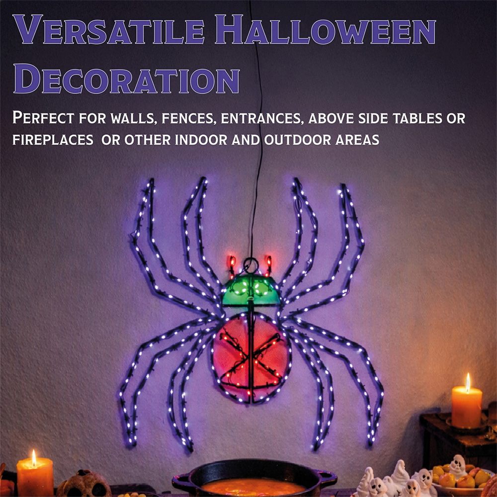 FXLab 274 Multicolour LED 2D Metal Spider Silhouette 54.5 x 3.5 x 61cm Image 6