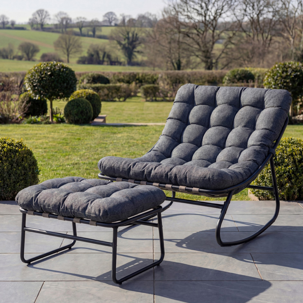 Artemis Home Solace Grey Garden Rocking Chair with Stool Image 1