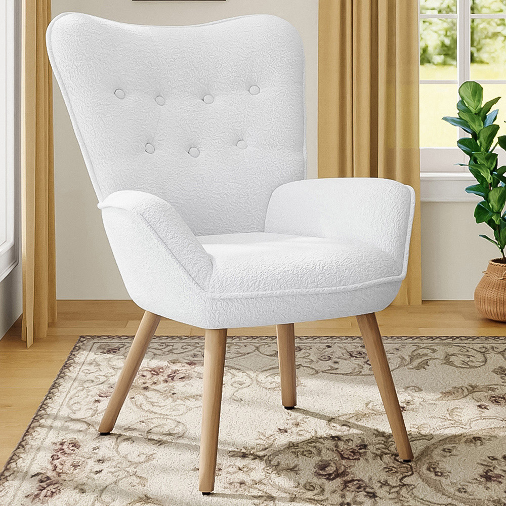 Living and Home White Modern and Elegant Lounge Chair Image 1