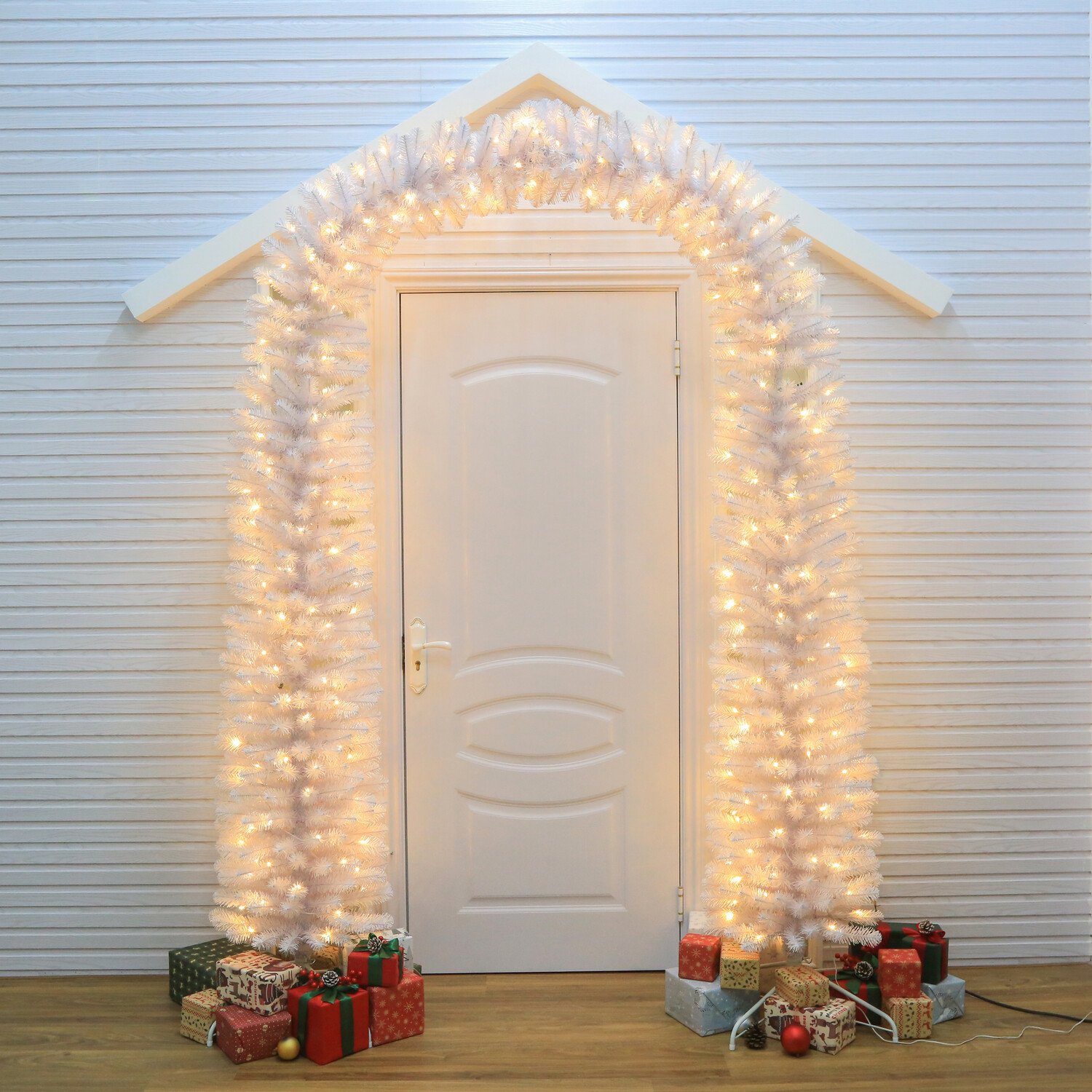 Pre Lit Tree Arch 8ft White  - White Image 8