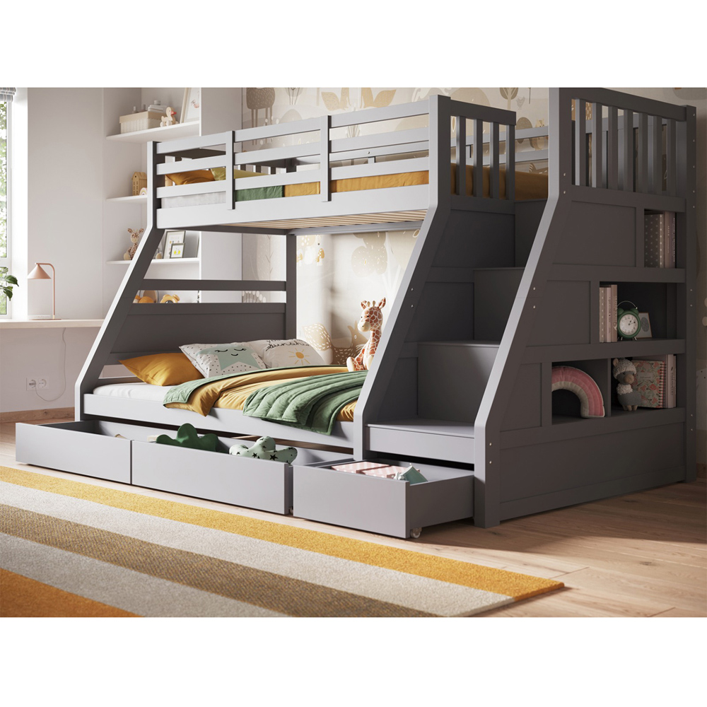 Flair Lunar Triple Sleeper Grey 3 Drawer Bunk Bed Image 5