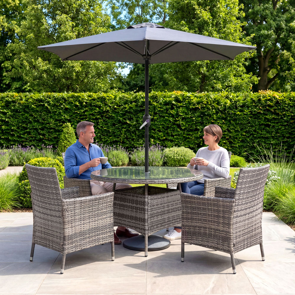 Charles Bentley Grey Metal Crank Parasol 2m Image 7