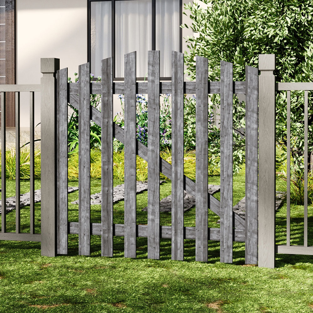 Outdoor Minimalist Grey Wooden Fence Gate, 120 x 120 x 2.5cm Image 7
