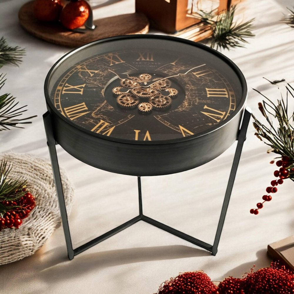 Acacia Home Dark Face Gear Table Clock 55cm Image 2