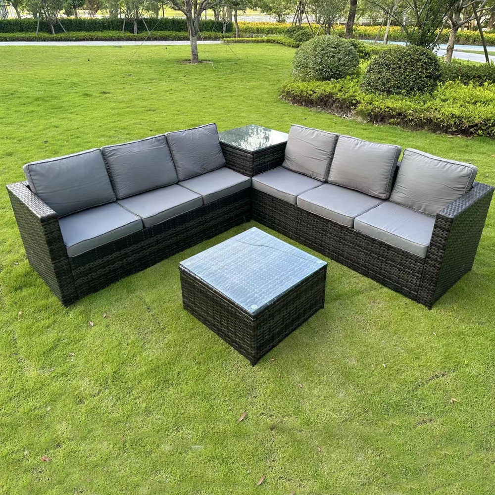 Furniture One 6 Seater Rattan Garden Lounge Set with Side Table Image 4