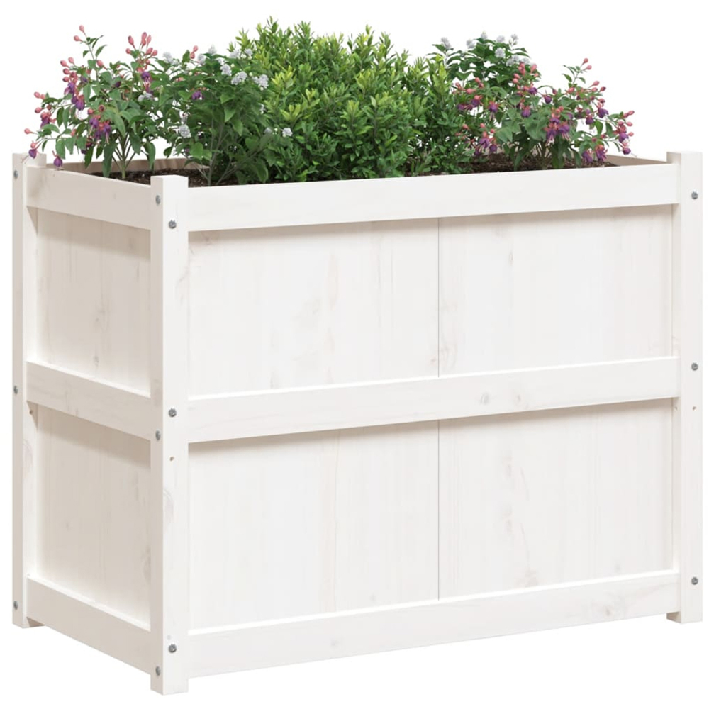 vidaXL White Solid Pine Wood Garden Planter 90 x 50 x 70cm Image 3