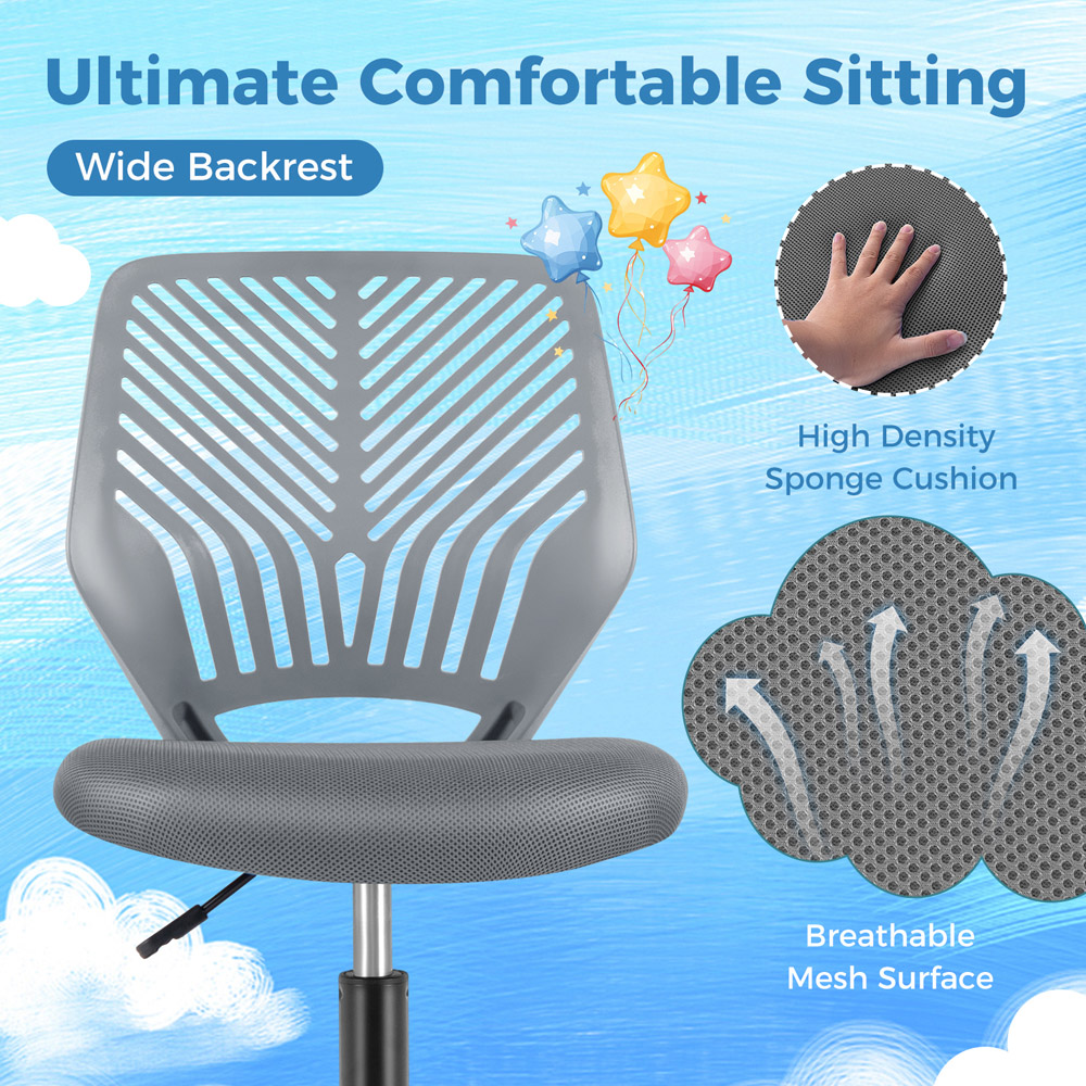 Costway Grey Ergonomic Children Study Chair Image 6