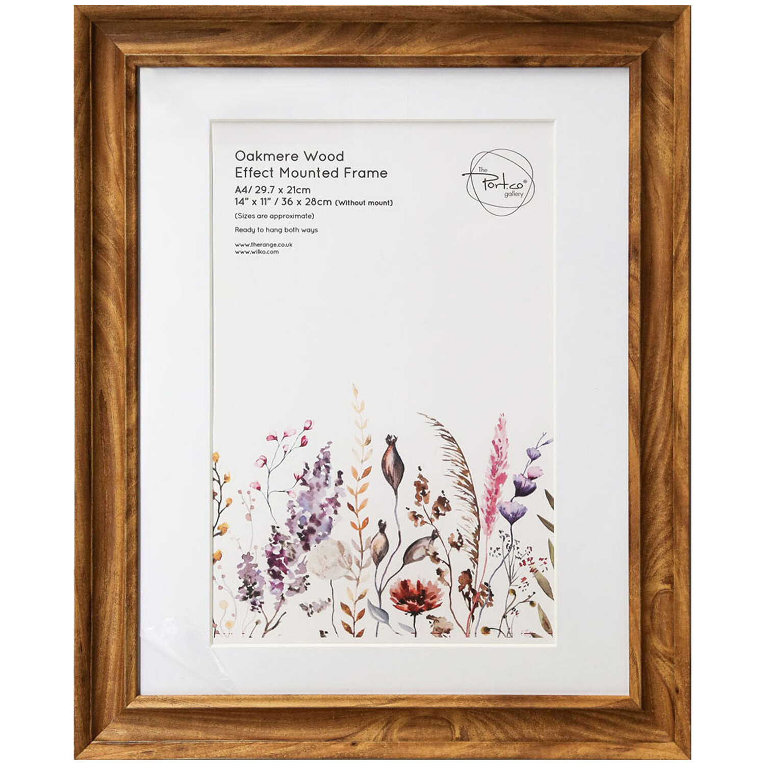 Oakmere Wood Effect Mounted Photo Frame Brown A4 Image 1
