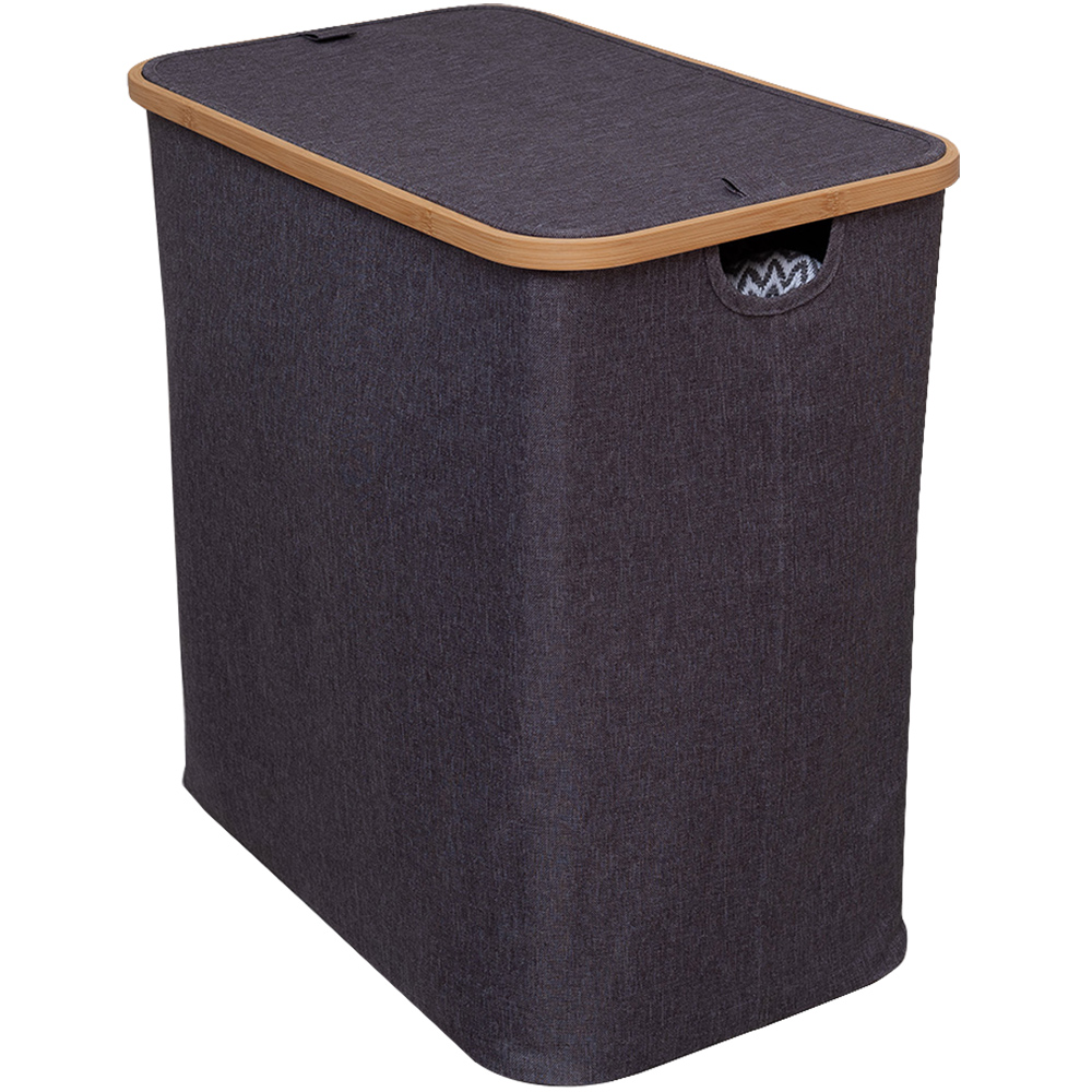 Addis Grey Dual Comp Bamboo Laundry Hamper 85L Image 1