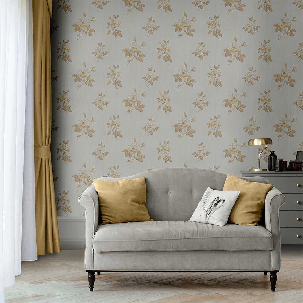 Muriva Darcy James Oleana Floral Cream Wallpaper Image 3