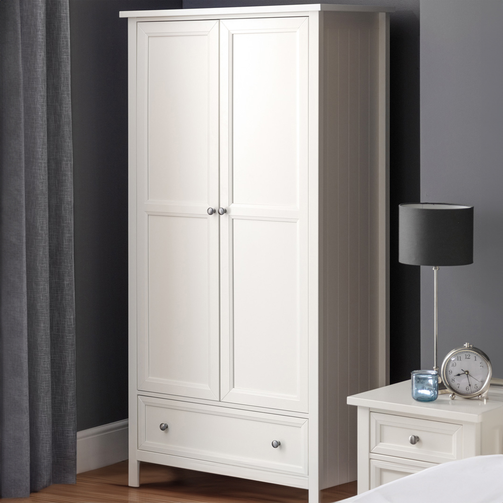 Julian Bowen Maine 2 Door Single Drawer Surf White Combination Wardrobe Image 1