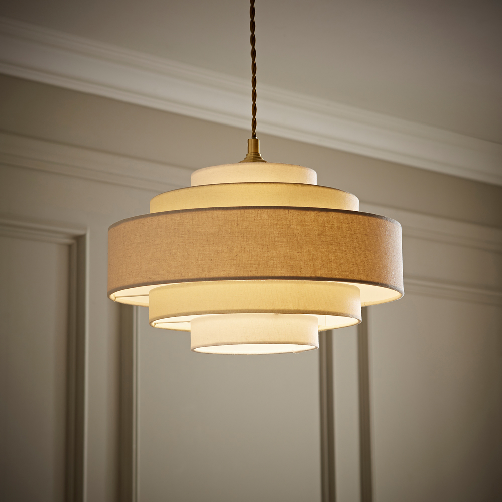 ValueLights Hampshire 5-Tier 3 Tone Cream Fabric Ceiling Pendant Lamp Shade Image 6