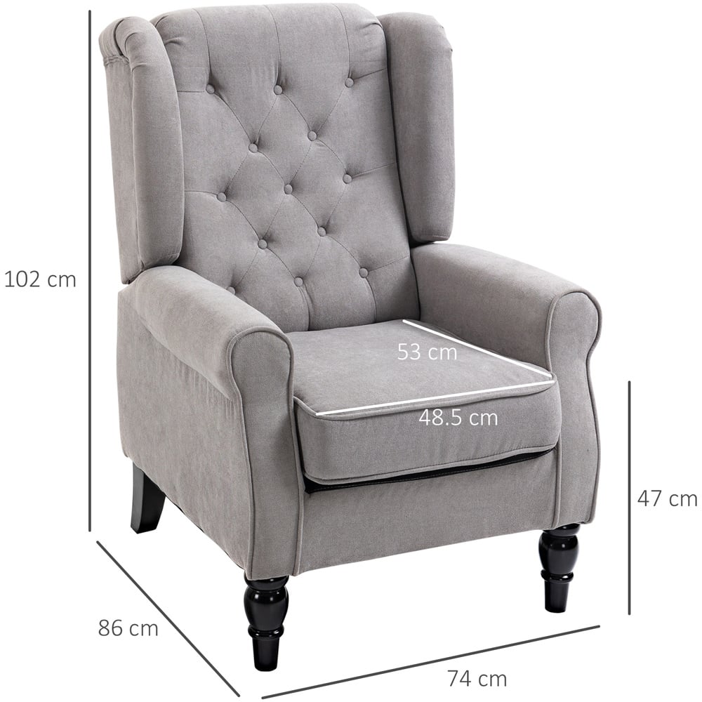Portland Grey Retro Upholstered Wingback Armchair Image 7