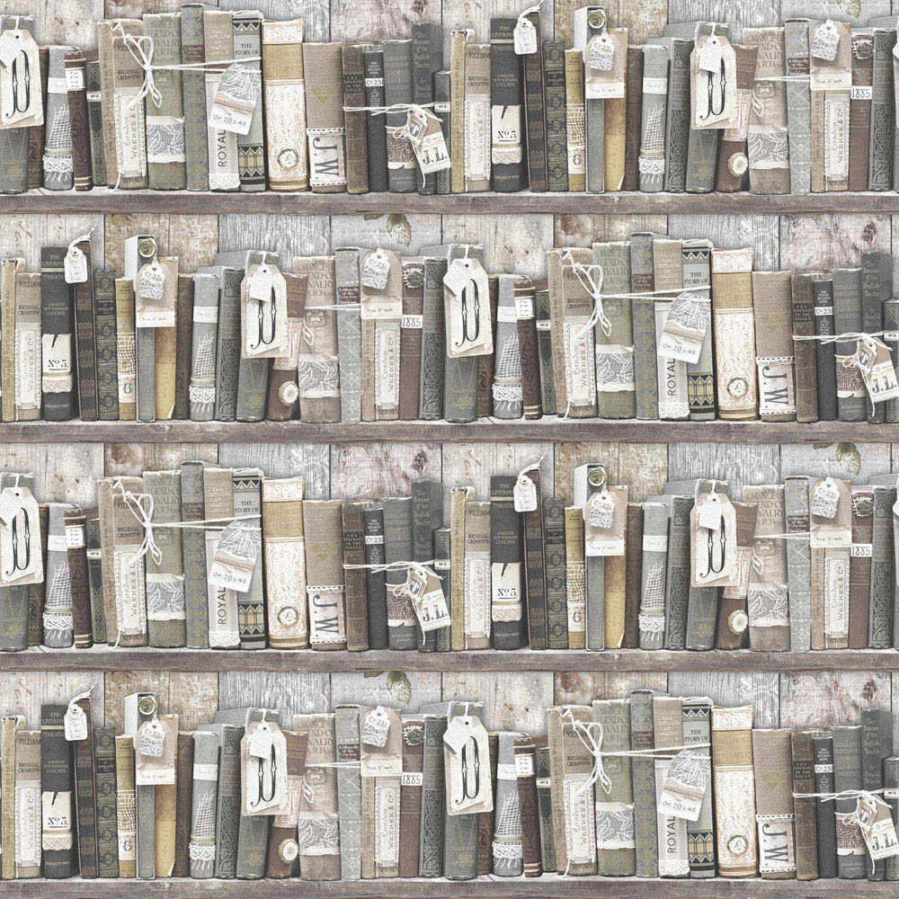 Superfresco Easy Vintage Book Case Wallpaper Image 1