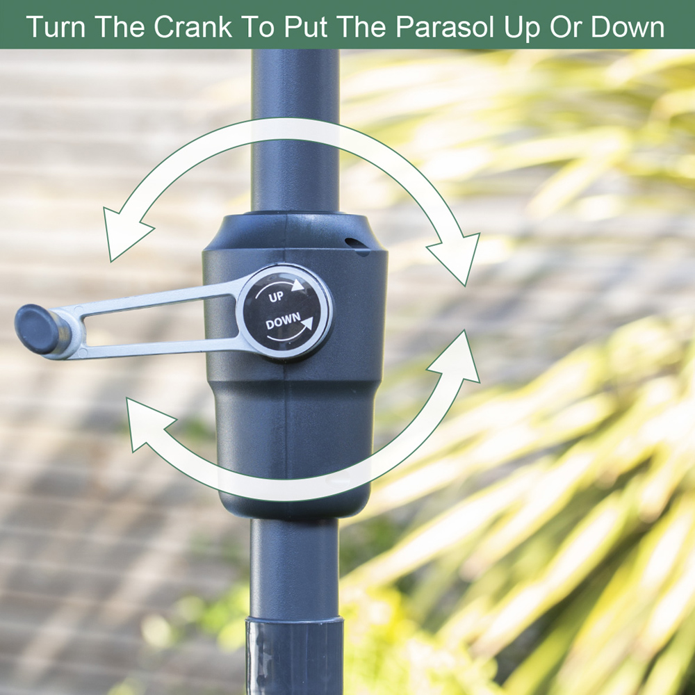 GardenKraft Charcoal 6 Ribs Crank and Tilt Parasol 2m Image 6