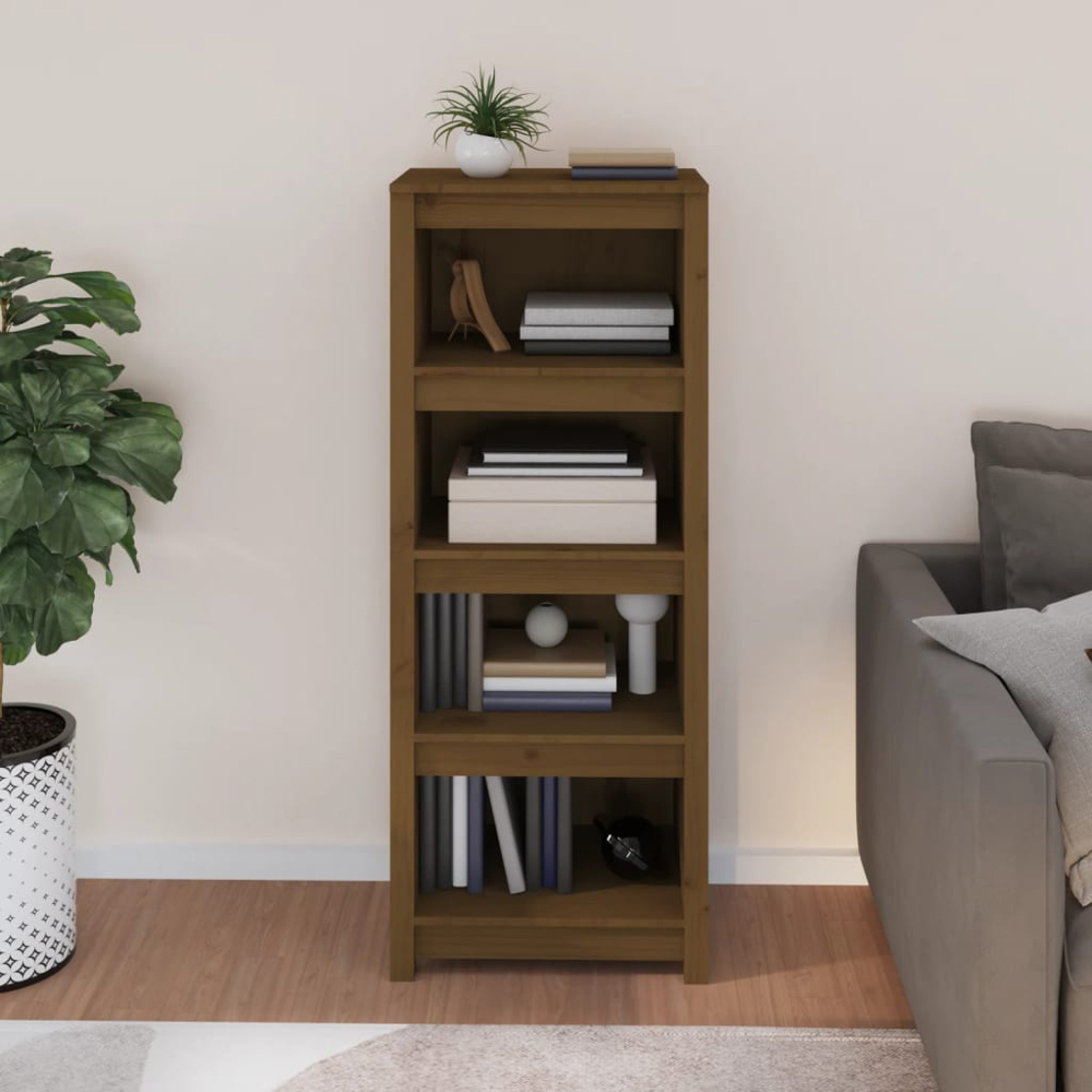 vidaXL 4 Shelf Honey Brown Solid Pine Wood Bookcase Image 7