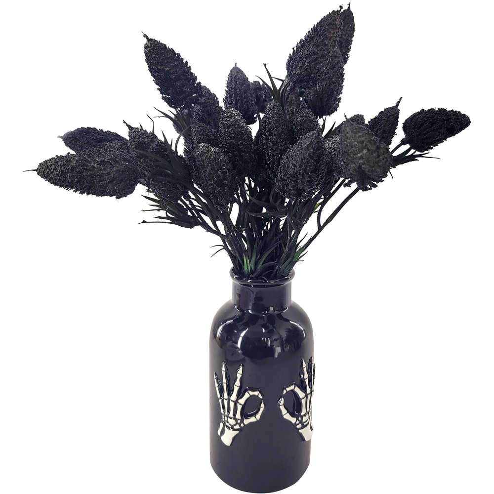 Hocus Pocus Halloween Fruit Foliage in Skeleton Hand Vase Image 1