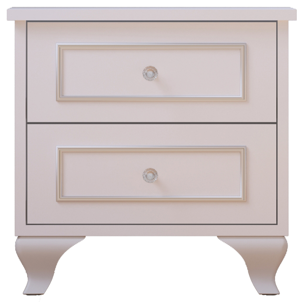 Evu GISELLE 2 Drawers White Bedside Table Image 2