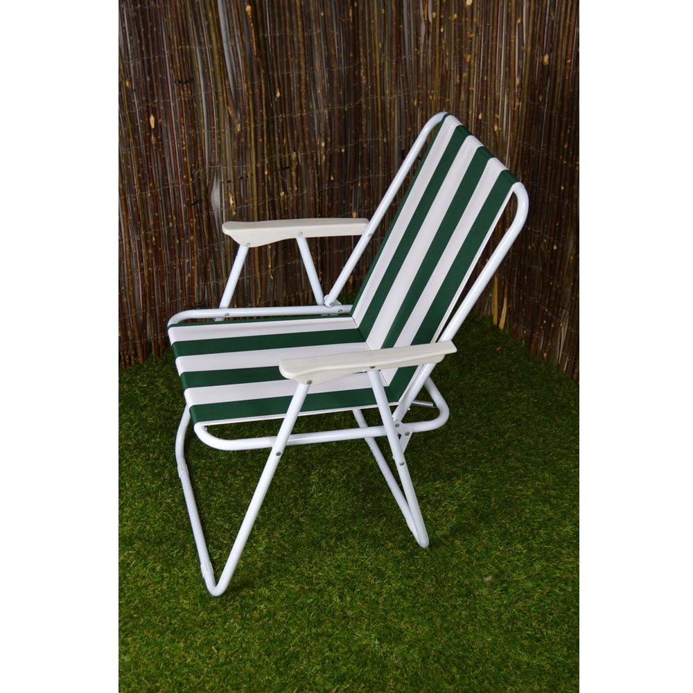 Samuel Alexander Green and White Folding Camping Chair Image 3