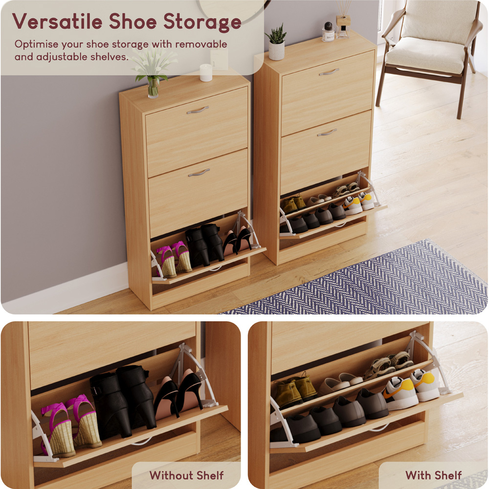 VIDA DESIGNS Pine Effect 3 Drawer Shoe Cabinet Image 6
