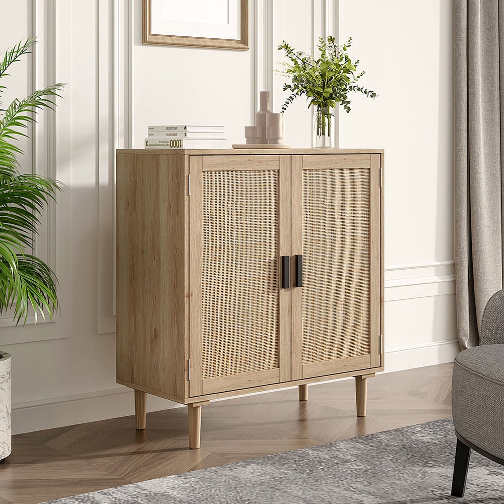 Living and Home 2 Door Brown Rattan Sideboard Image 8