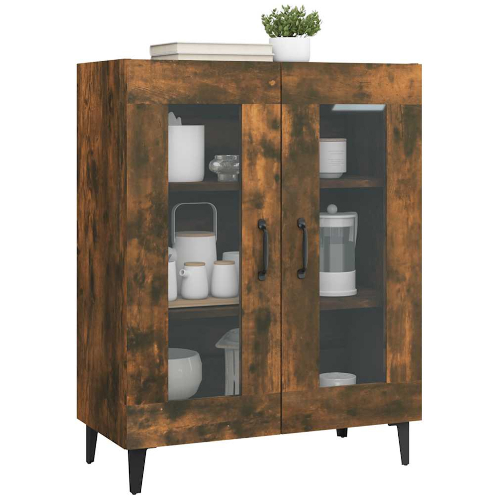 vidaXL 2 Glass Door Smoked Oak Sideboard Image 4