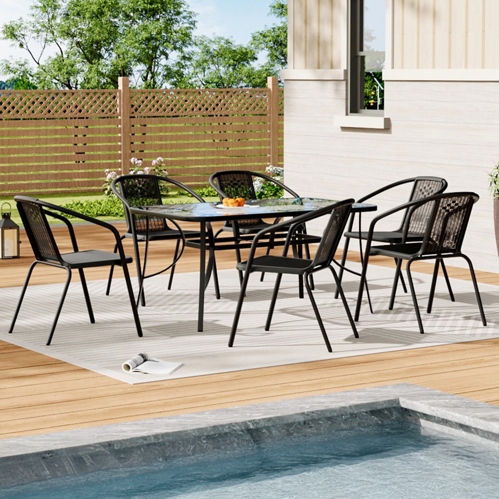 Living and Home Wicker 6 Seater Patio Dining Set Image 1