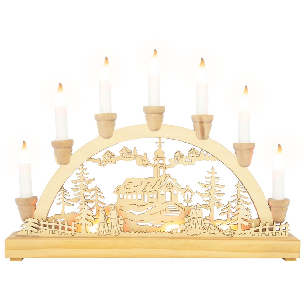 The Christmas Workshop LED Wooden Candle Bridge Decoration Image 1