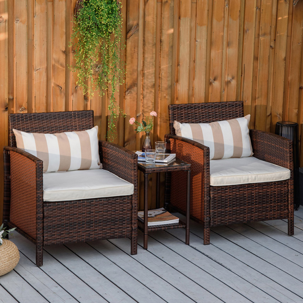Outsunny 2 Seater Brown Rattan Lounge Set Image 1