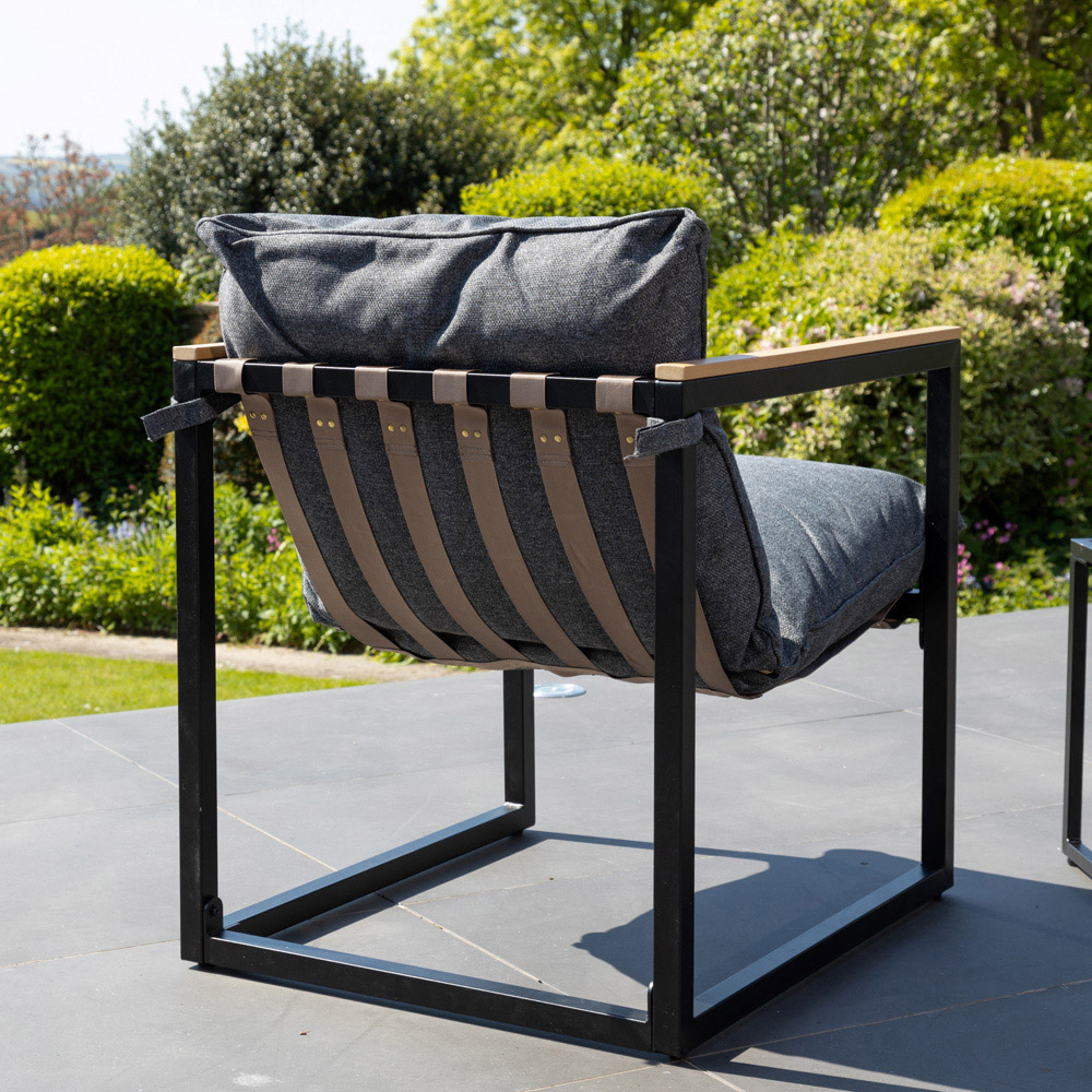 Artemis Home Bosque 2 Seater Black and Grey Garden Lounge Set with Cushion Image 6